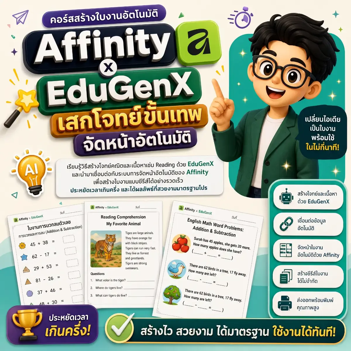 สร้างใบงานอัตโนมัติ Affinity x EduGenX เสกโจทย์ขั้นเทพ จัดหน้าอัตโนมัติ